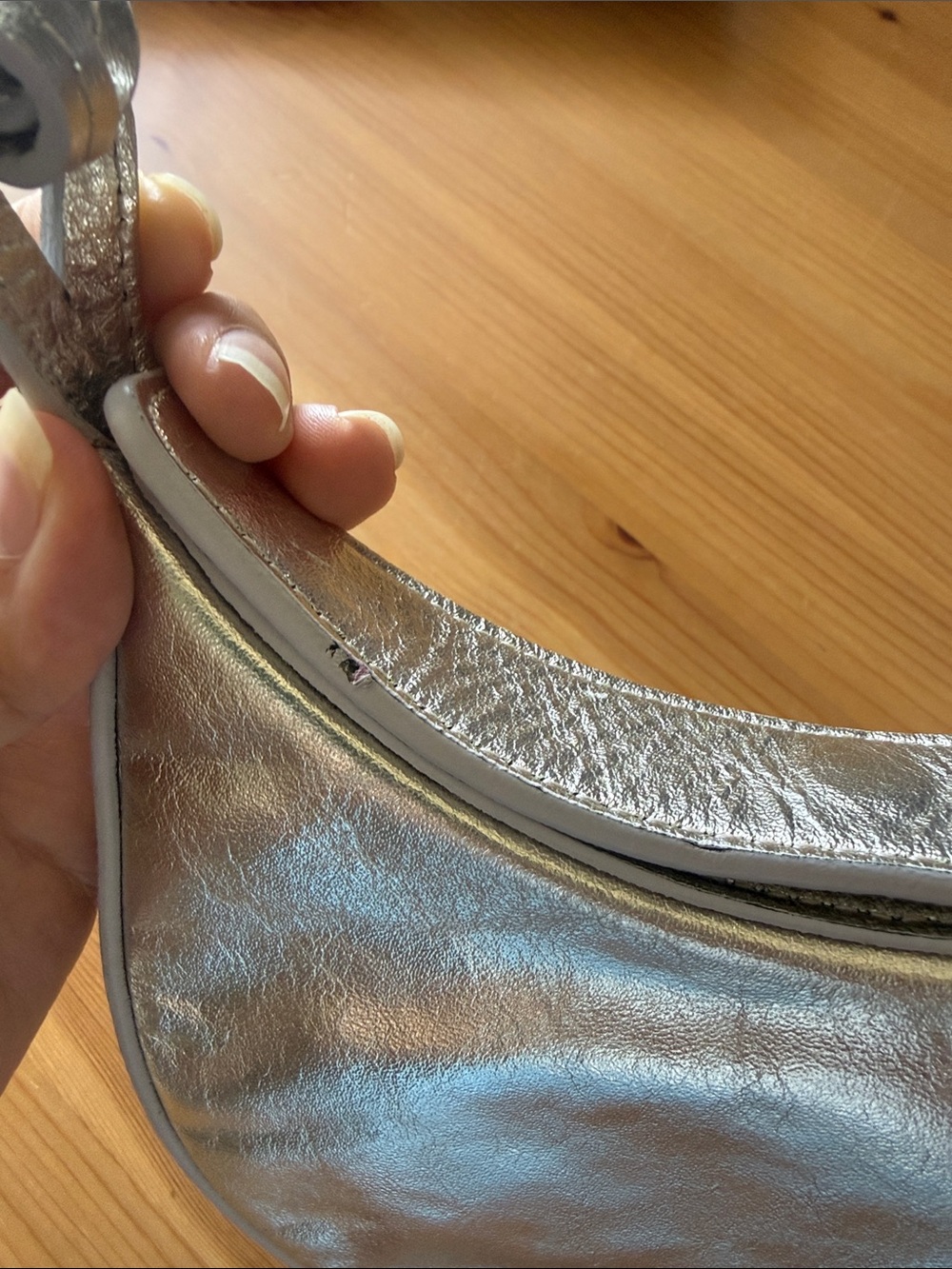 REFORMATION Mini Rosetta Shoulder Bag, Tumbled Silver - Picture 12 of 12